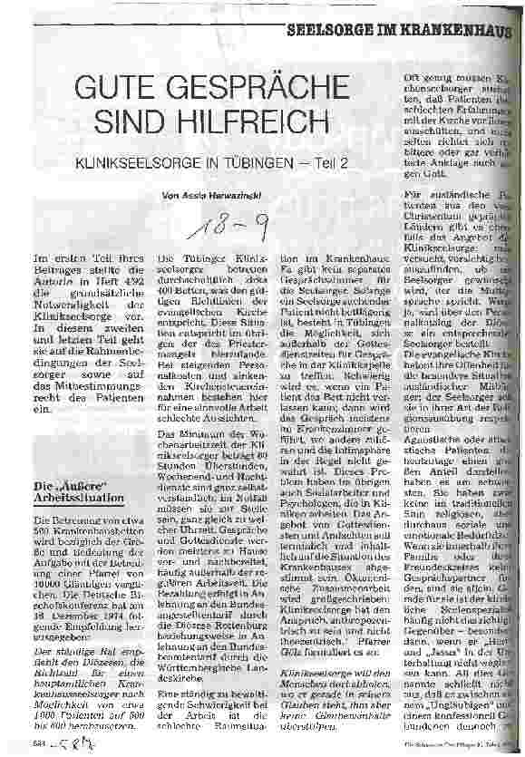 Vorschauseite 1: Gute Gespräche sind hilfreich Klinikseelsorge in Tübingen - Teil 2