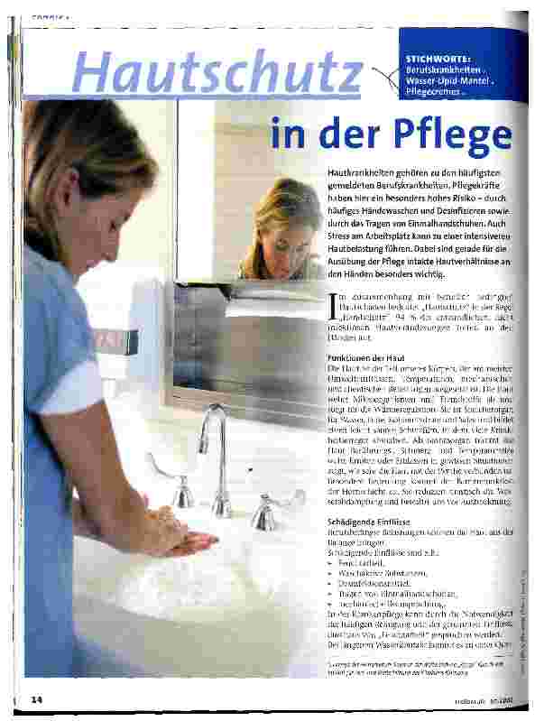 Vorschauseite 1: Hautschutz in der Pflege