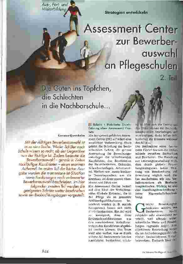Vorschauseite 1: Assessment Center zur Bewerberauswahl an Pflegeschulen 2. Teil