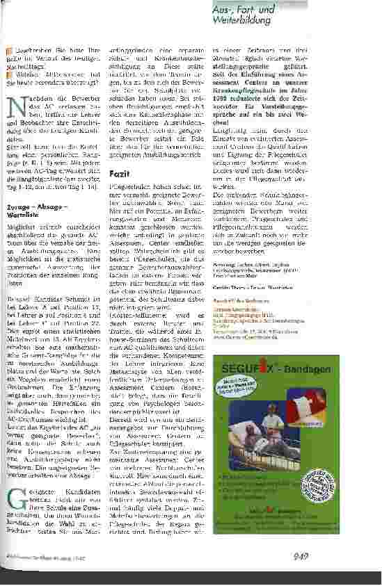 Vorschauseite 6: Assessment Center zur Bewerberauswahl an Pflegeschulen 2. Teil