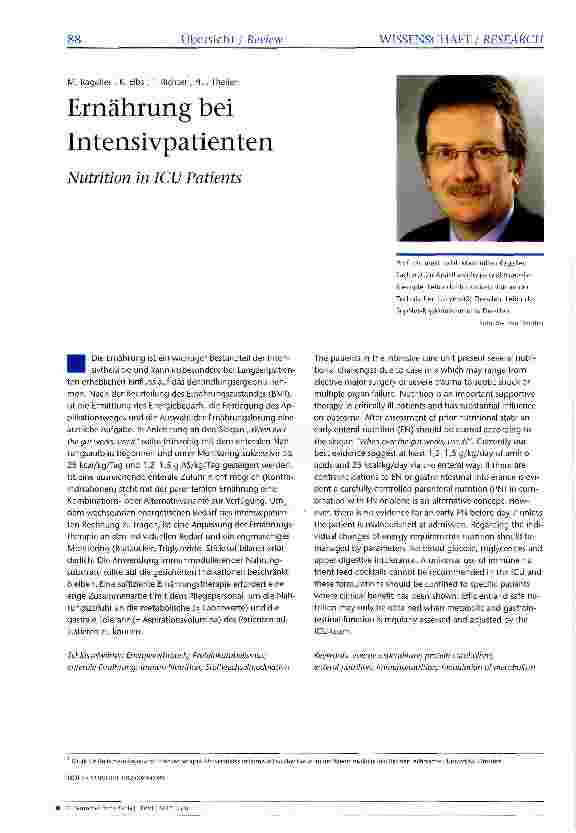 Vorschauseite 1: Ernährung bei Intensivpatienten