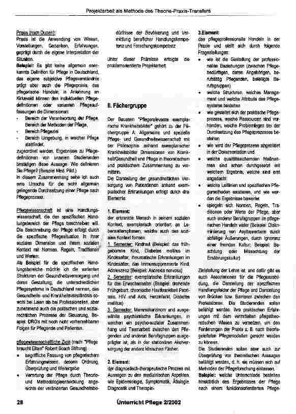 Vorschauseite 2: Projektarbeit als Methode des Theorie-Praxis-TransfersErfahrungen aus dem Grundstudium der Pflegeund Gesundheitswissenschaft