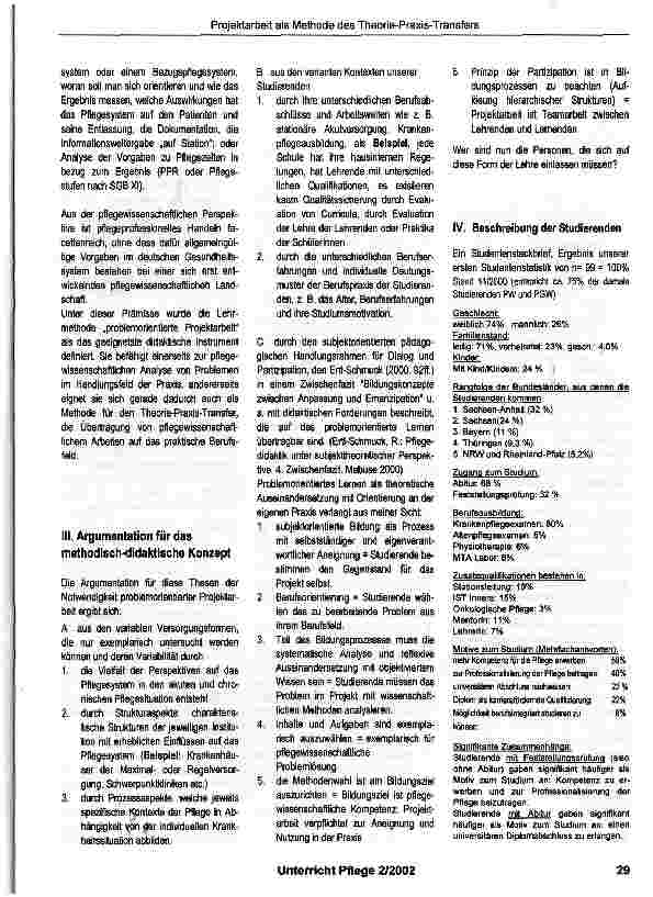Vorschauseite 3: Projektarbeit als Methode des Theorie-Praxis-TransfersErfahrungen aus dem Grundstudium der Pflegeund Gesundheitswissenschaft