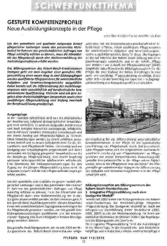 Vorschauseite 1: GESTUFTE KOMPETENZPROFILIE Neue Ausbildungskonzepte in der Pflege