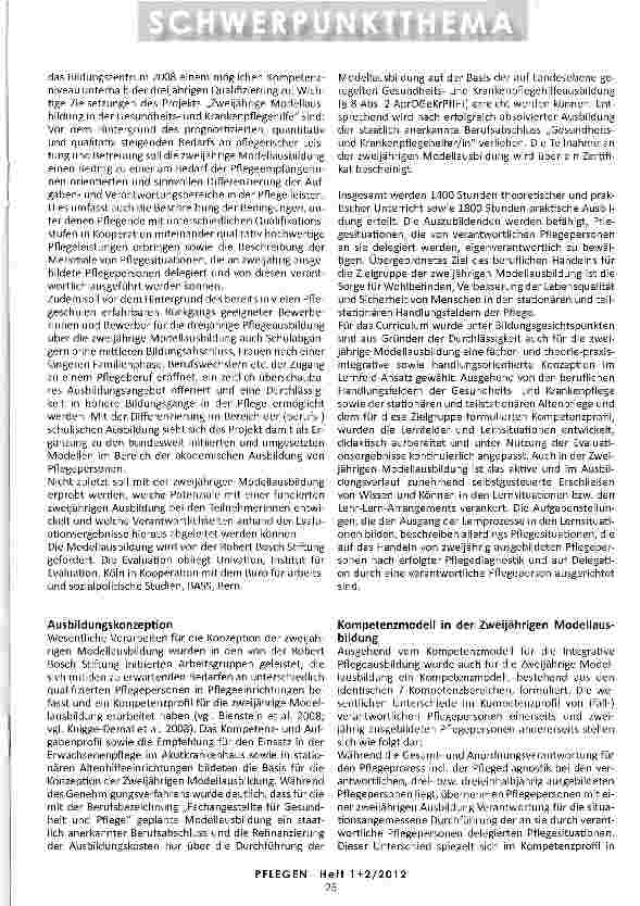 Vorschauseite 3: GESTUFTE KOMPETENZPROFILIE Neue Ausbildungskonzepte in der Pflege