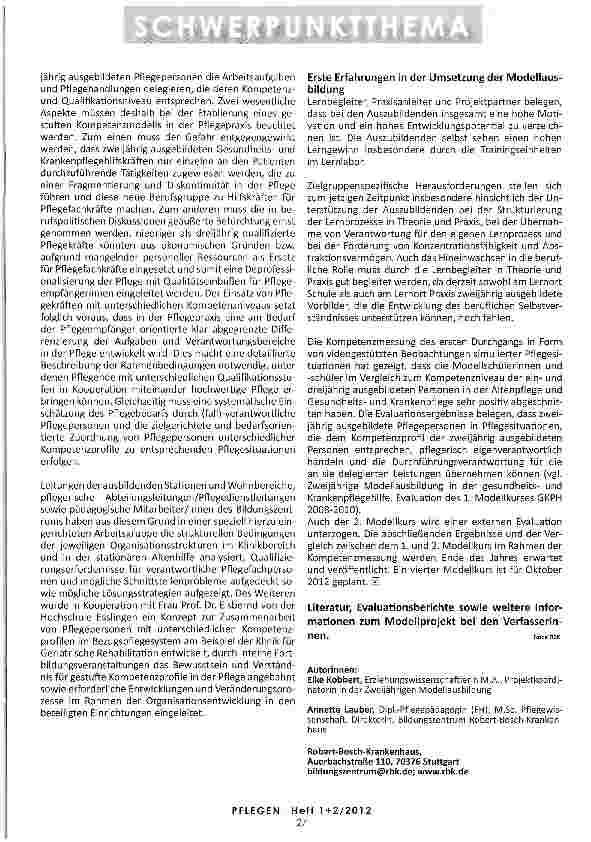 Vorschauseite 5: GESTUFTE KOMPETENZPROFILIE Neue Ausbildungskonzepte in der Pflege