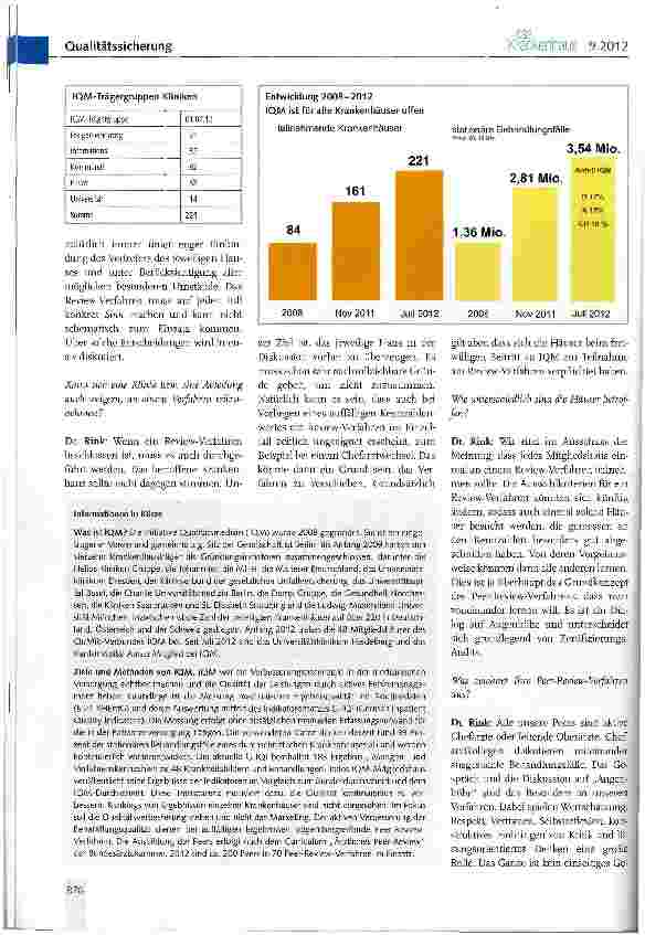 Vorschauseite 3: Initiative Qualitätsmedizin *Peer-Review-Verfahren als Herzstück auf dem Weg zur Qualitätsverbesserung