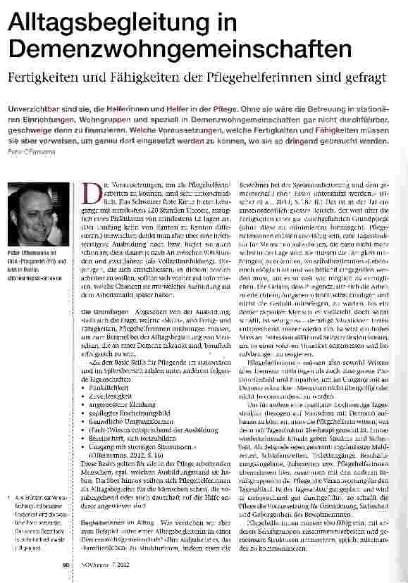 Vorschauseite 1: Alltagsbegleitung in Demenzwohngemeinschaften