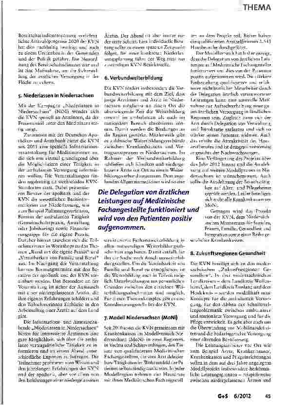Vorschauseite 4: Sicherstellung der flächendeckenden ambulanten Versorgung am Beispiel der KV Niedersachsen