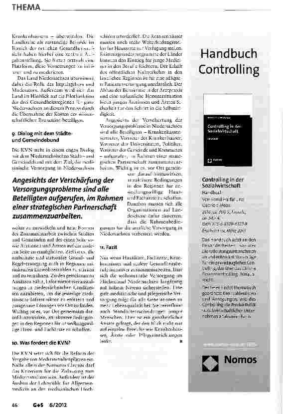 Vorschauseite 5: Sicherstellung der flächendeckenden ambulanten Versorgung am Beispiel der KV Niedersachsen