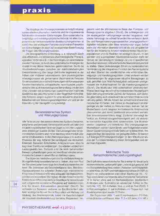 Vorschauseite 2: Die Sturzprophylaxe Was bringt die Physiotherapie?