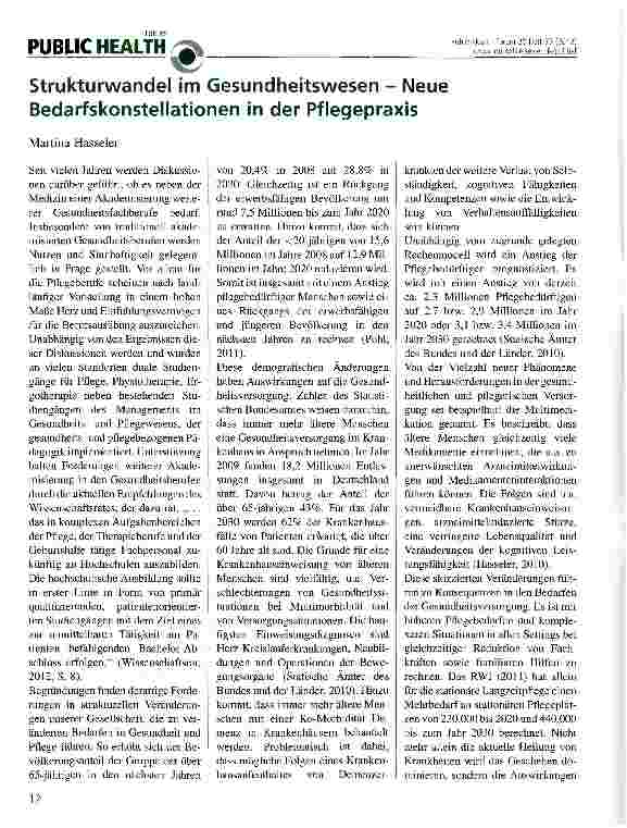 Vorschauseite 1: Strukturwandel im Gesundheitswesen - Neue Bedarfskonstellationen in der Pflegepraxis