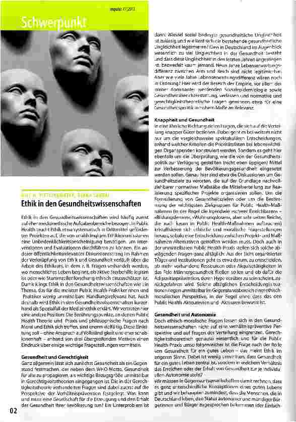 Vorschauseite 1: Ethik in den Gesundheitswissenschaften