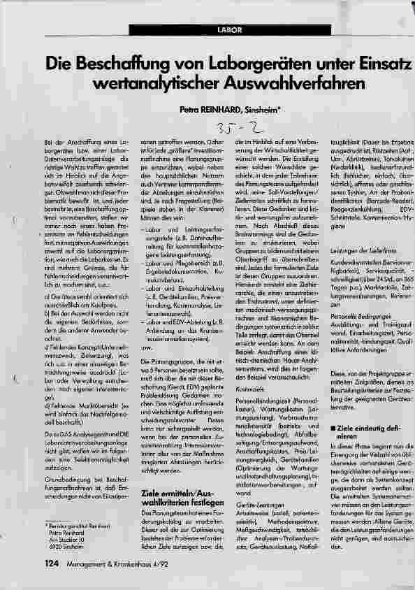Vorschauseite 1: Die Beschaffung von Laborgeräten unter Einsatz wertanalytischer Auswahlverfahren