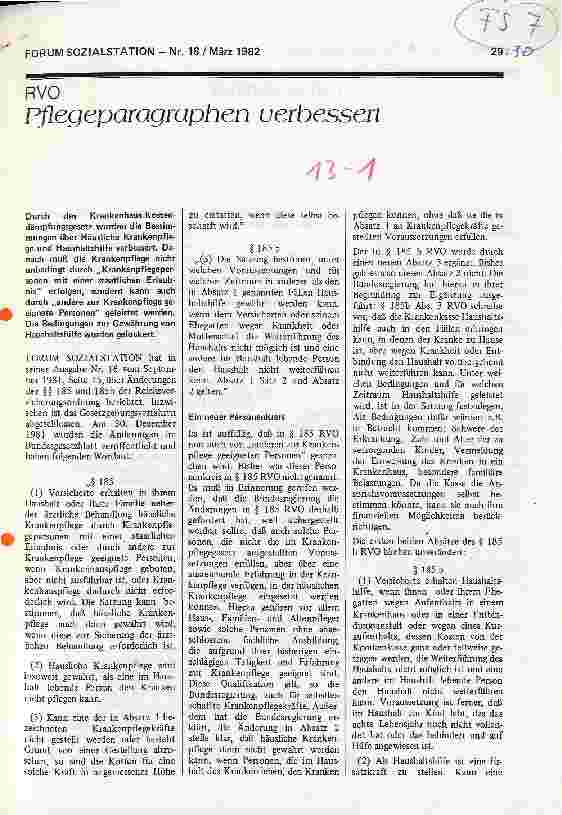 Vorschauseite 1: RVO - Pflegeparagraphen verbessert