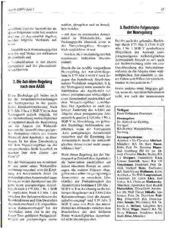 Vorschauseite 2: Arzneimittelverordnung durch Arzt oder Apotheker Rechtsfragen der Aut-idem-Regelung