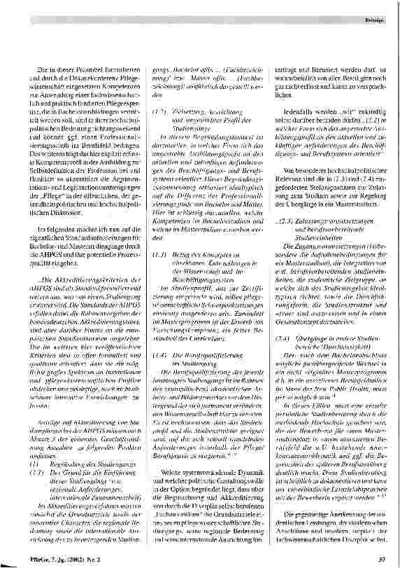 Vorschauseite 4: Zum Entwicklungsprozess und den Chancen der Professionalisierung in der Pflege, die mit der Einführung des Zertifizierungsverfahrens durch die AHPGS verbunden sind