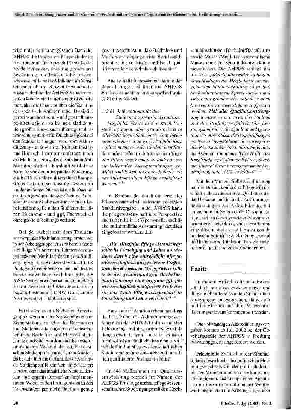 Vorschauseite 5: Zum Entwicklungsprozess und den Chancen der Professionalisierung in der Pflege, die mit der Einführung des Zertifizierungsverfahrens durch die AHPGS verbunden sind