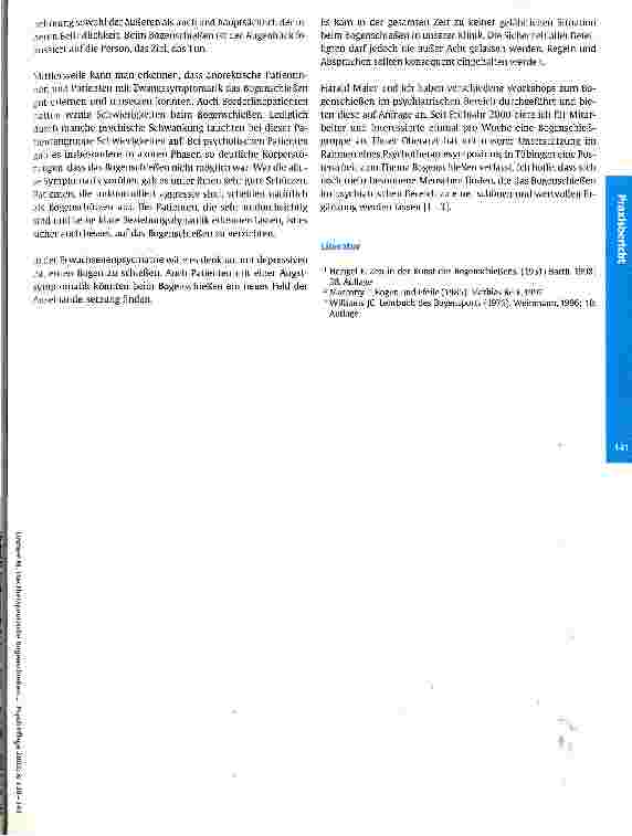 Vorschauseite 3: Das therapeutische Bogenschießen an der Abteilung für Psychiatrie und Psychotherapie im Kindesund Jugendalter des Universitätsklinikums Tübingen