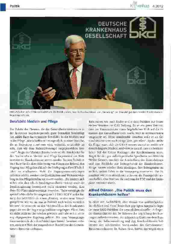 Vorschauseite 3: DKG-Frühlingsempfang 2012: Krankenhauspolitik am Scheideweg