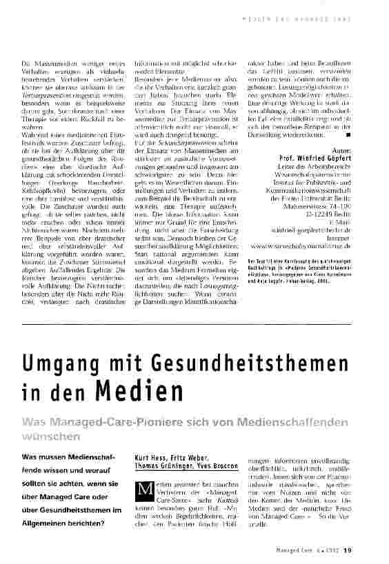 Vorschauseite 3: Möglichkeiten und Grenzen der Gesundheitserziehung über Massenmedien
