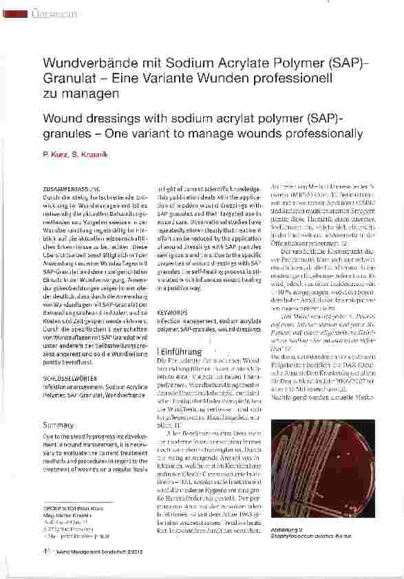 Vorschauseite 1: Wundverbände mit Sodium Acrylate Polymer (SAP)-Granulat - Eine Variante Wunden professionell zu managen