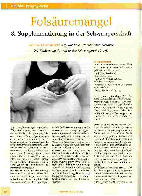 Vorschauseite 1: Folsäuremangel & Supplementierung in der Schwangerschaft