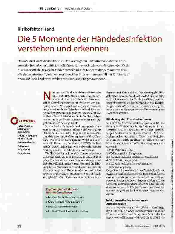 Vorschauseite 1: Die 5 Momente der Händedesinfektion verstehen und erkennen