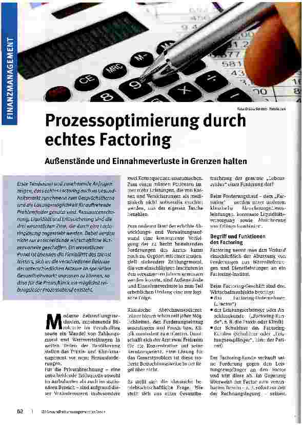 Vorschauseite 1: Prozessoptimierung durch echtes Factoring Außenstände und Einnahmeverluste in Grenzen halten