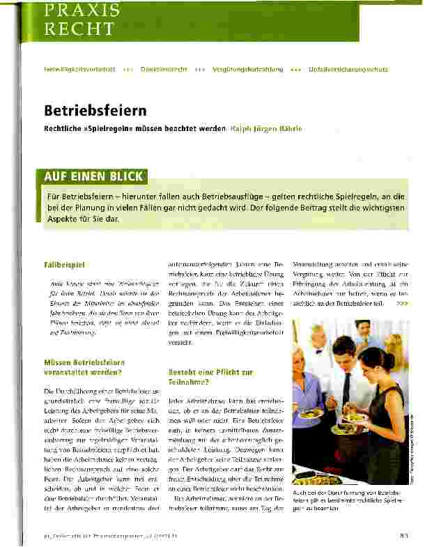 Vorschauseite 1: Betriebsfeiern