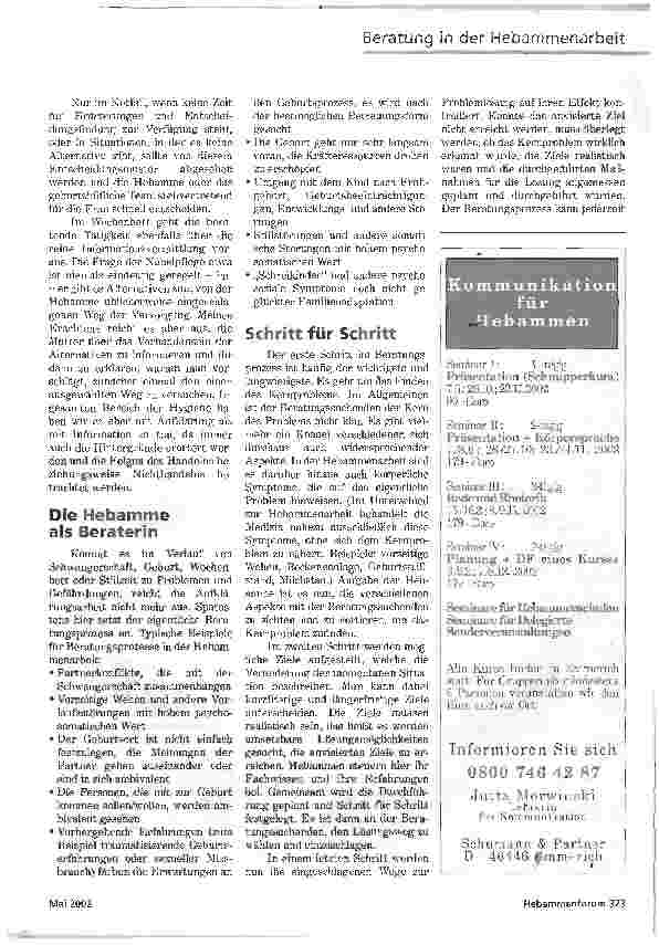 Vorschauseite 3: DAS KNÄUEL ENTWIRRENAUFKLÄRUNG UND BERATUNG IN DER HEBAMMENARBEIT