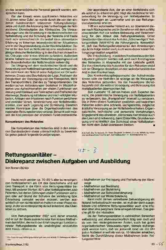 Vorschauseite 1: Rettungssanitäter - Diskrepanz zwischen Aufgaben und Ausbildung