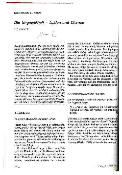 Vorschauseite 1: Die Ungewißheit - Leiden und Chance