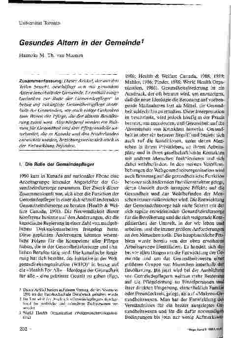 Vorschauseite 1: Gesundes Altern in der Gemeinde