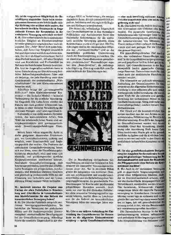 Vorschauseite 2: Das Seehofer-Konzept Interwiew mit dem Präsidenten der Ärztekammer Berlin, Dr. Ellis Huber