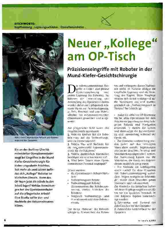 Vorschauseite 1: Neuer Kollege am OP-Tisch