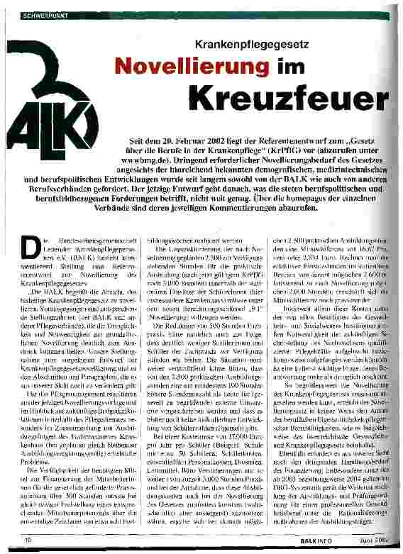 Vorschauseite 1: Krankenpflegegesetz: Novellierung im Kreuzfeuer