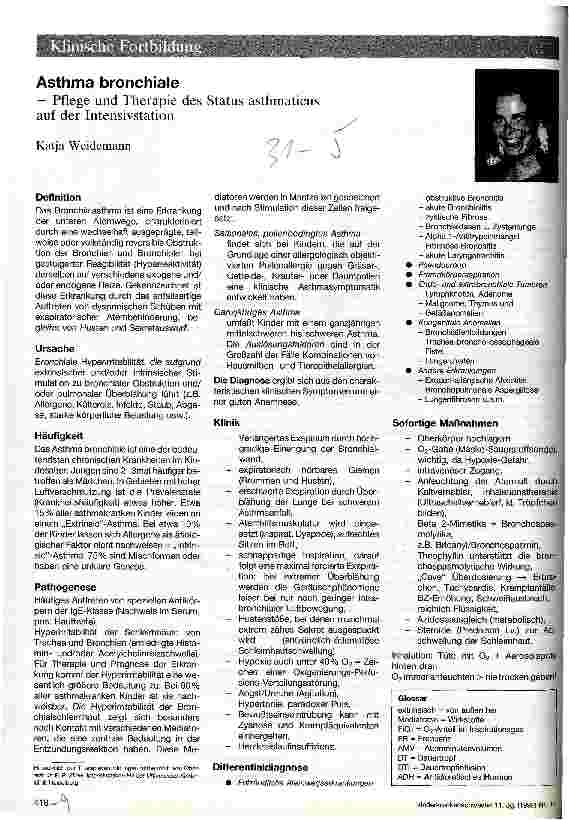 Vorschauseite 1: Asthma bronchiale - Pflege und Therapie des Status asthmaticus auf der Intensivstation
