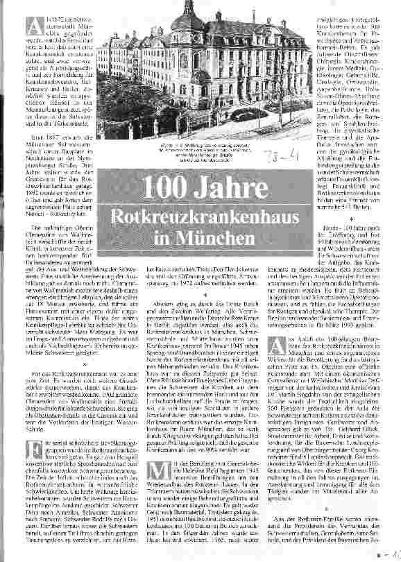 Vorschauseite 1: 100 Jahre Rotkreuzkrankenhaus in München