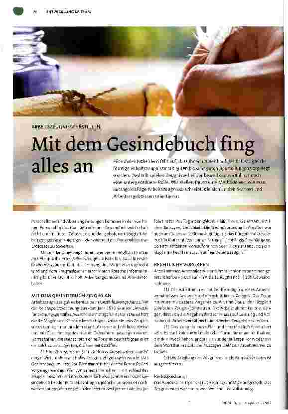 Vorschauseite 1: Mit dem Gesindebuch fing alles an