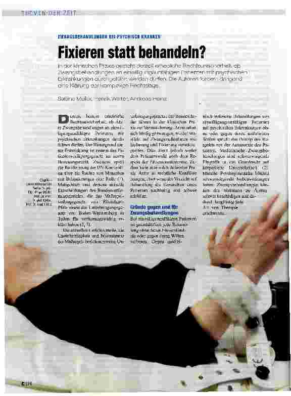 Vorschauseite 1: Fixieren statt behandeln?