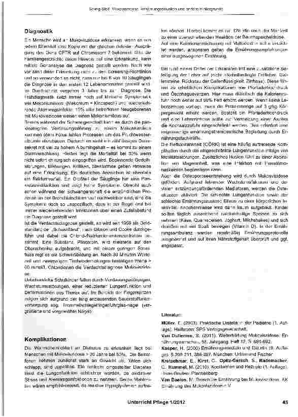 Vorschauseite 3: Mukoviszidose: Ernährungssituation und andere Hintergründe