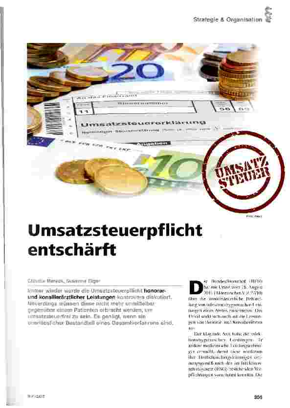 Vorschauseite 1: Umsatzsteuerpflicht entschärft
