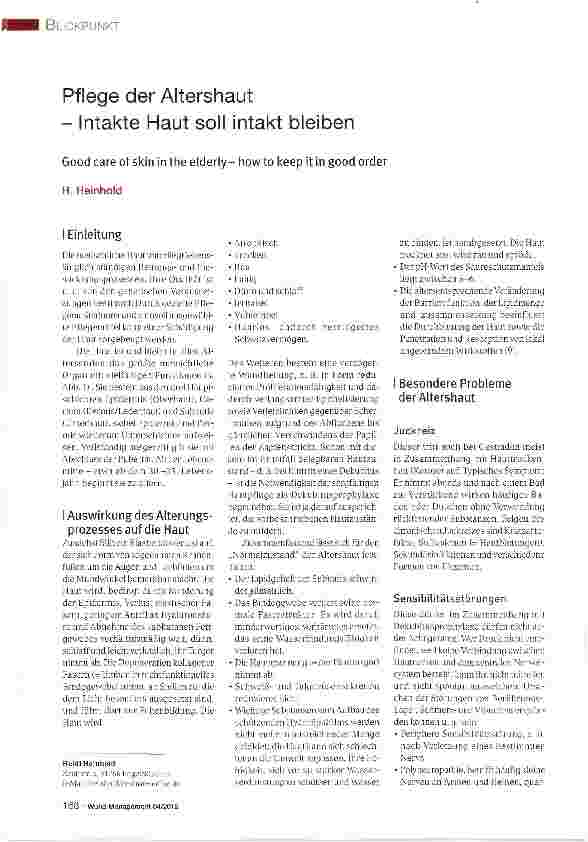 Vorschauseite 1: Pflege der Altershaut - Intakte Haut soll intakt bleiben