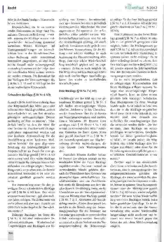 Vorschauseite 2: Rücklagenbildung und Vermögenszuführung bei steuerbegünstigten Körperschaften