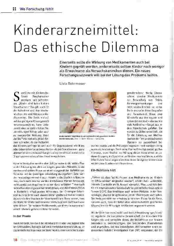 Vorschauseite 1: Kinderarzneimittel: Das ethische Dilemma