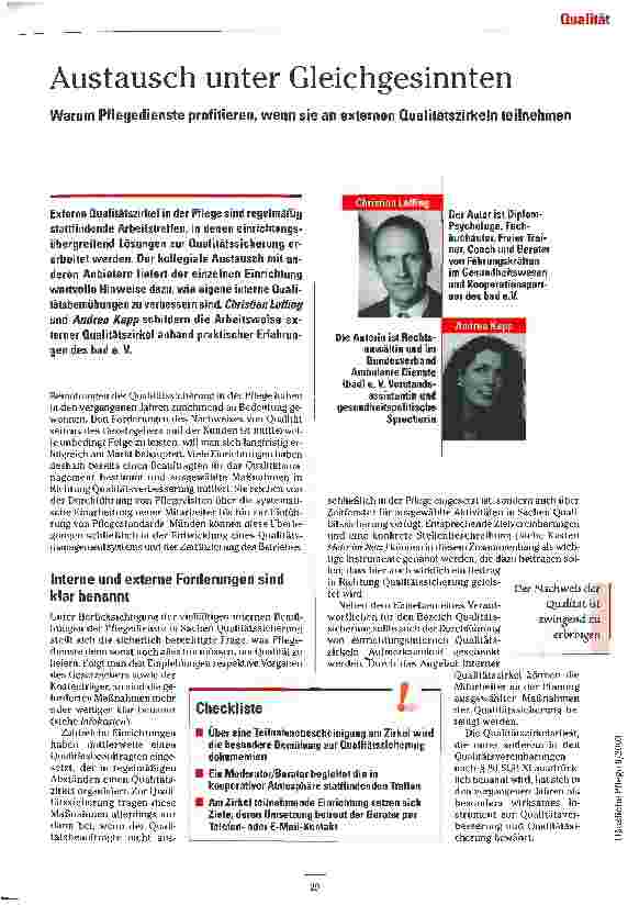 Vorschauseite 1: Austausch unter Gleichgesinnten