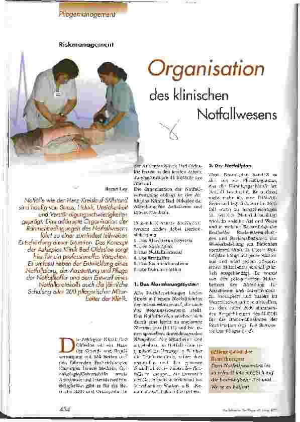 Vorschauseite 1: Organisation des klinischen Notfallwesens
