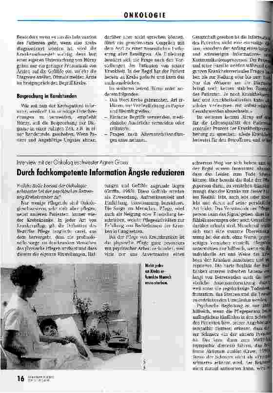 Vorschauseite 2: Krankheitsverarbeitung: ein individueller Prozess Betreuung und Information von Krebskranken
