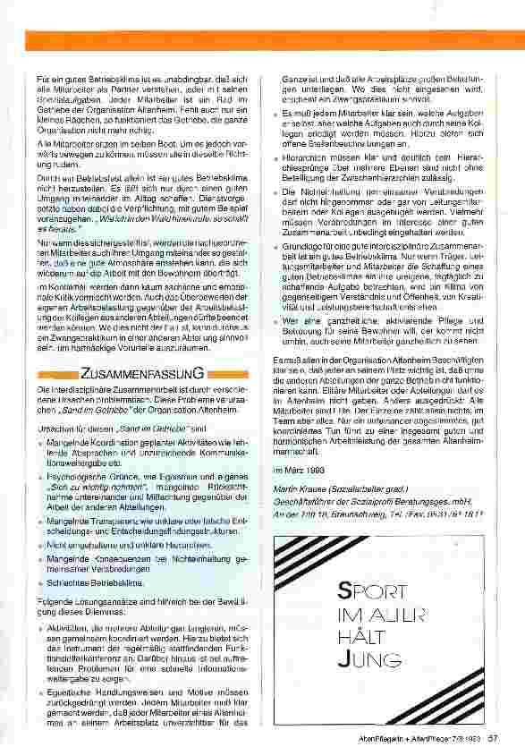 Vorschauseite 5: Ihr habt doch den Sahnejob Fachaufsatz Interdisziplinäre Zusammenarbeit und deren Probleme im Altenheim